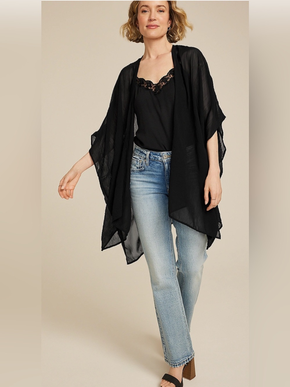 Maurice’s black sheer kimono one size
